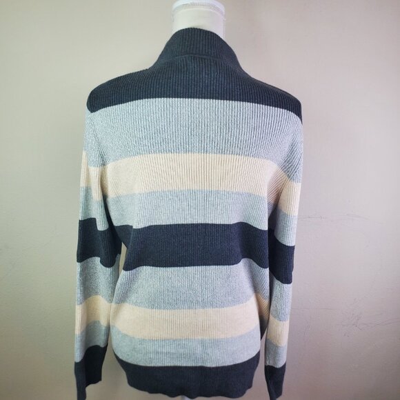 KAREN SCOTT Womens Gray Color Block Stripe Turtleneck XL - Picture 7 of 10
